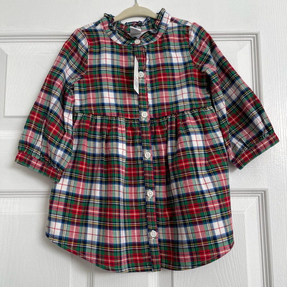Gap Plaid Flannel Button Down Dress 18-24M BAby